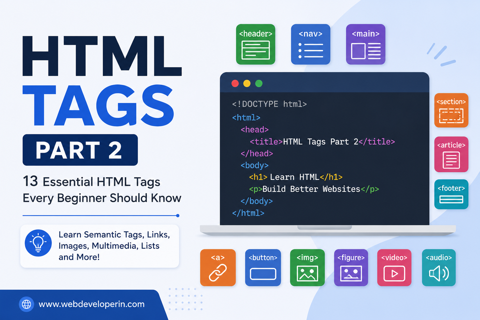 HTML Tags Part 2: 25 Essential HTML Tags for Beginners